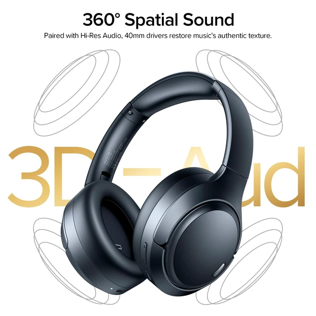 Alt view image 5 of 5 - TAGRY Wireless Over Ear Headphones Bluetooth, Hybrid ANC Low Latency Foldable Headset for Workout Travel Office