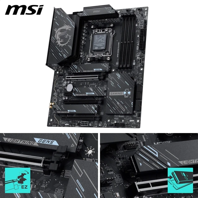Alt view image 3 of 5 - MSI X870E GAMING PLUS WIFI Motherboard, ATX-Ryzen 9000/8000/7000, AM5, DDR5
