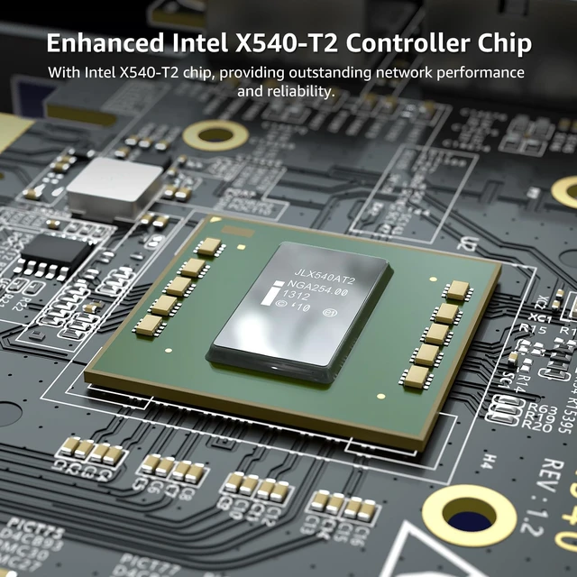 Alt view image 3 of 5 - VIMIN 10G PCI-E Network Card with 10Gbps Dual RJ45 Ports