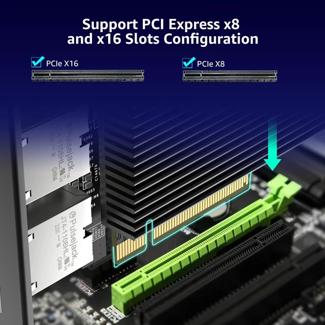 Alt view image 4 of 5 - VIMIN 10G PCI-E Network Card with 10Gbps Dual RJ45 Ports