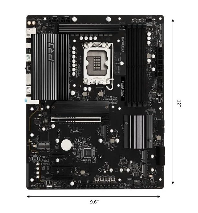 Alt view image 3 of 5 - ASRock Z890 Pro-A Motherboard Intel Core Ultra LGA1851 RL-ILM DDR5 8666 MHz 256 GB ATX Motherboard PCIe 5.0