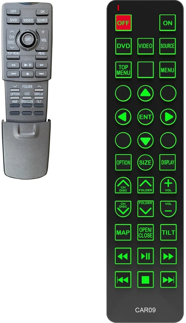 Main image of Replacement Remote Control for Lexus LX570 2010 Rear Entertainment DVD System, with Backlit, Oversized Buttons