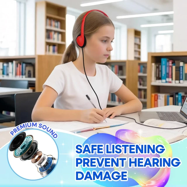 Alt view image 3 of 5 - Classroom USB C Headphones 30 Pack Bulk for School Kids, Wholesale Durable Wired On-Ear Type C Headset for K-12 Students, Compatible with Chromebook Laptop Tablet PC Smartphones (HY857C, 30 Mi