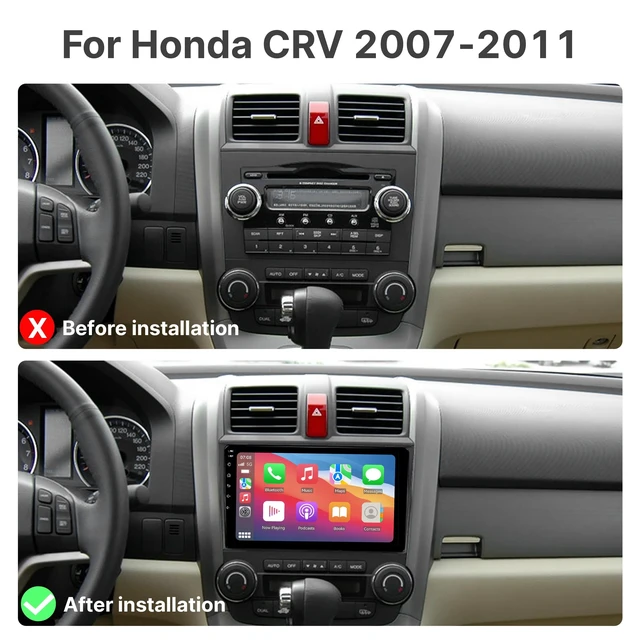 Alt view image 2 of 5 - Car Stereo for Honda CRV 2007-2011, 9" Touch Screen MP5 Player with Apple CarPlay, Android Auto, Bluetooth, Backup Camera