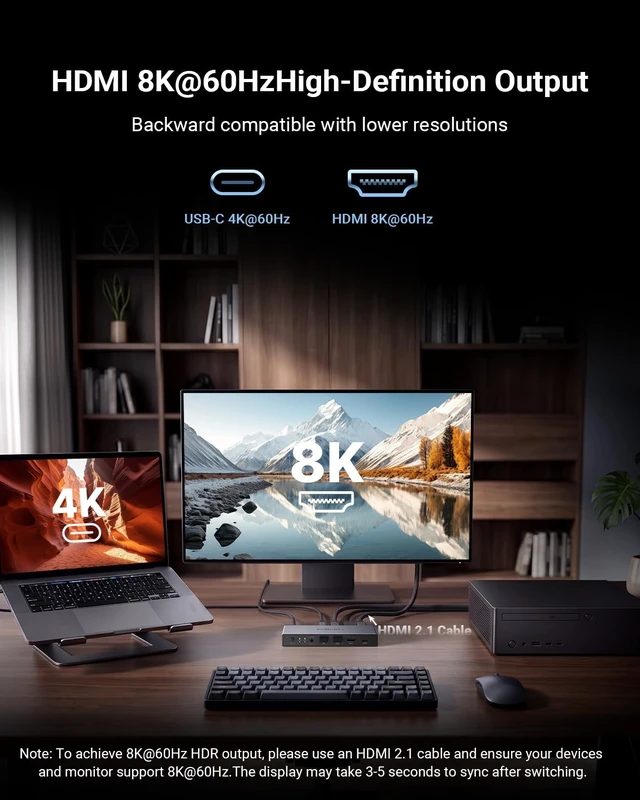Alt view image 3 of 5 - MINIX 8K USB-C+HDMI KVM Switch 1 Monitor 2 Computers for Laptop PCAluminum