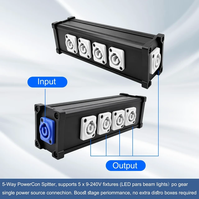 Alt view image 2 of 5 - MEIRIYFA 5 Channel PowerCon 1 Input to PowerCon 5 Output Multi Splitter Power Distribution Box Adapter 1 in 5 Way Power Center for LED Screen Audio Stage Light Power Video Equipment