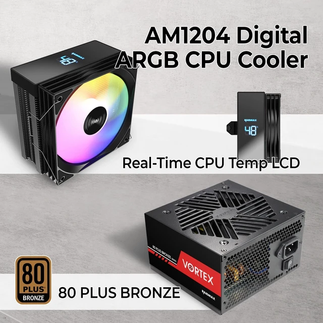 Alt view image 2 of 5 - RAIDMAX V ARGB ATX Mid Tower Gaming Bundle, Mesh High-Airflow Front Panel, 4X 120mm ARGB Fans, Tempered Glass Side Panel, Includes 700W PSU & Digital Temperature Display Air Cooler (V217BF Bundle)