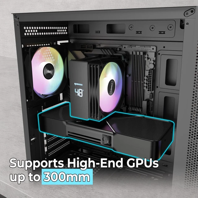 Alt view image 3 of 5 - RAIDMAX V ARGB ATX Mid Tower Gaming Bundle, Mesh High-Airflow Front Panel, 4X 120mm ARGB Fans, Tempered Glass Side Panel, Includes 700W PSU & Digital Temperature Display Air Cooler (V217BF Bundle)