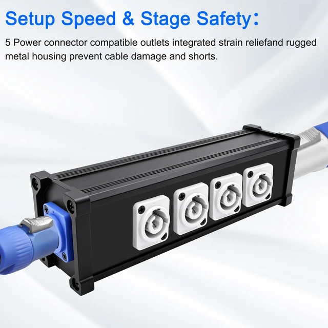 Alt view image 5 of 5 - MEIRIYFA 5 Channel PowerCon 1 Input to PowerCon 5 Output Multi Splitter Power Distribution Box Adapter 1 in 5 Way Power Center for LED Screen Audio Stage Light Power Video Equipment