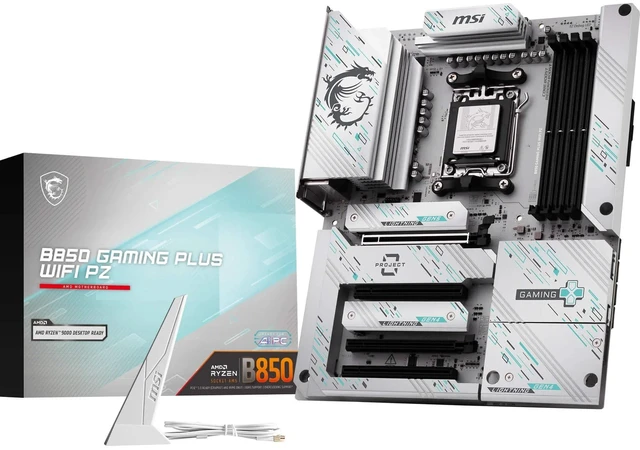 Main image of MSI B850 Gaming Plus WiFi PZ Motherboard, ATX - Supports AMD Ryzen 9000/8000 / 7000 Processors, AM5 - DDR5 Memory Boost 8200+ MT/s (OC), PCIe 5.0 x16, M.2 Gen5, Wi-Fi 7, 5G LAN