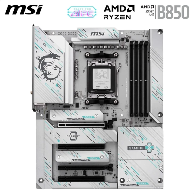 Alt view image 2 of 5 - MSI B850 Gaming Plus WiFi PZ Motherboard, ATX - Supports AMD Ryzen 9000/8000 / 7000 Processors, AM5 - DDR5 Memory Boost 8200+ MT/s (OC), PCIe 5.0 x16, M.2 Gen5, Wi-Fi 7, 5G LAN