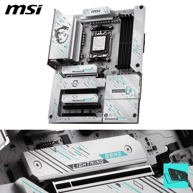 Alt view image 3 of 5 - MSI B850 Gaming Plus WiFi PZ Motherboard, ATX - Supports AMD Ryzen 9000/8000 / 7000 Processors, AM5 - DDR5 Memory Boost 8200+ MT/s (OC), PCIe 5.0 x16, M.2 Gen5, Wi-Fi 7, 5G LAN