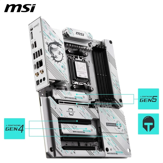 Alt view image 5 of 5 - MSI B850 Gaming Plus WiFi PZ Motherboard, ATX - Supports AMD Ryzen 9000/8000 / 7000 Processors, AM5 - DDR5 Memory Boost 8200+ MT/s (OC), PCIe 5.0 x16, M.2 Gen5, Wi-Fi 7, 5G LAN