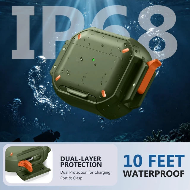 Alt view image 2 of 5 - Dgege Waterproof Case with Lock for AirPods Pro 3
