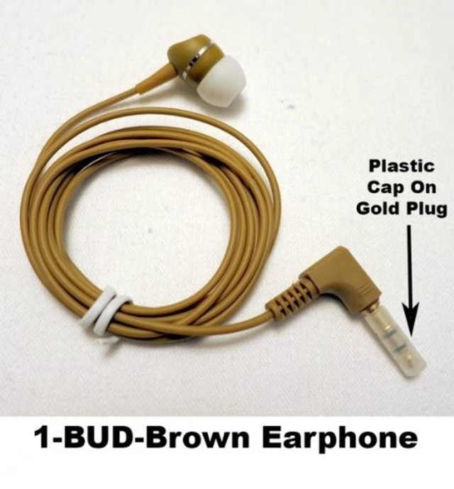 Alt view image 4 of 5 - 1-Bud-B Brown Earphone w/Heavy-Duty Cord