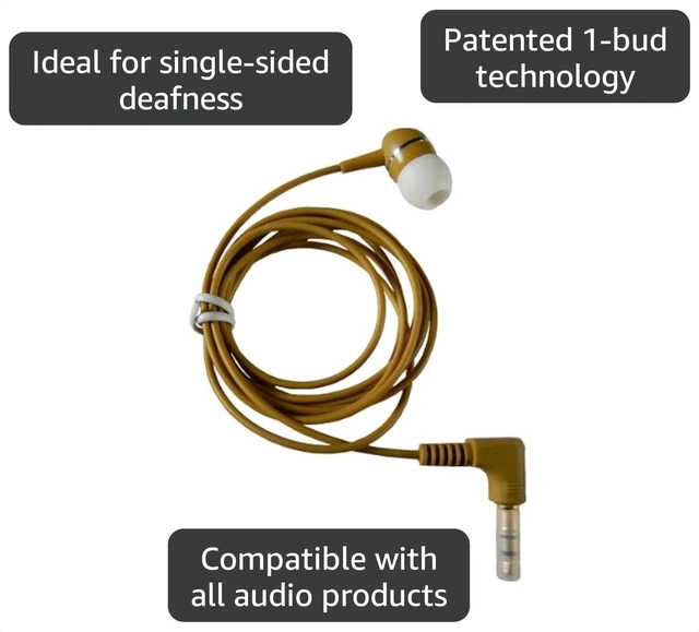 Alt view image 3 of 5 - 1-Bud-B Brown Earphone w/Heavy-Duty Cord