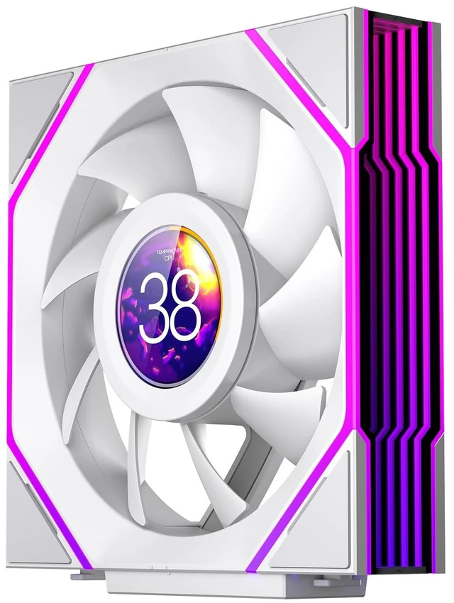 Main image of Jungle Leopard Interstellar V4 LCD 120mm PC Case Fan^^1.5-Inch LCD Screen Computer Cooling ARGB Daisy Chain Fan^^Infinity Mirror Design^^600-2100 4Pin PWM Control^^61.54CFM (White Forward)