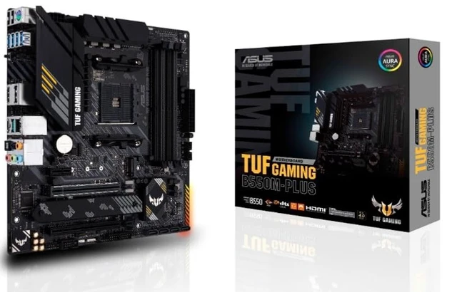 Alt view image 5 of 5 - ASUS TUF Gaming B550M-PLUS, AMD B550 (Ryzen AM4) Micro ATX Motherboard (PCIe 4.0, Dual M.2, 10 DrMOS, DDR4 4400, 6, 2.5 Gb Ethernet, HDMI, DP, USB 3.2 Gen 2 Type-A and C, Aura Sync)