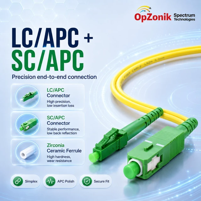 Alt view image 2 of 5 - OpZonik 3M - 4Pack LC/APC to SC/APC Fiber Optic Patch Cable Single Mode Simplex Optical Patch Cord 9/125m Fiber Optic Cable LC APC-SC APC 3 Meter (9.8ft) Pack of 4