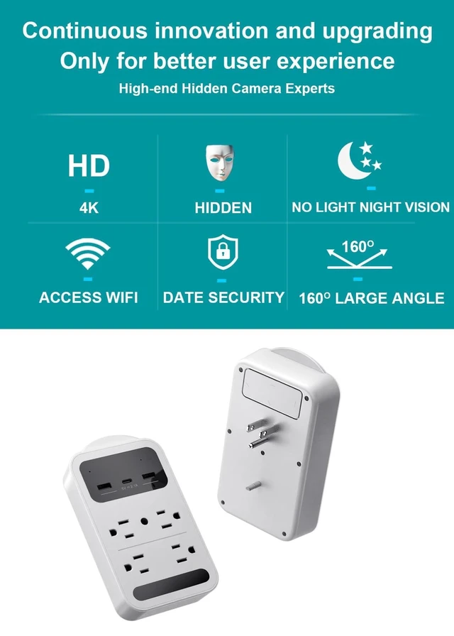 Alt view image 5 of 5 - AX NANNY CAM 2026 Upgraded 4K Hidden Camera,Wireless Wall Outlet Camera