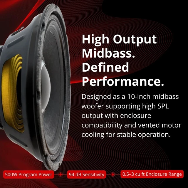 Alt view image 3 of 5 - Ciare Americano 10A500W-4, 10 500W Midbass Woofer 4 Ohm Speaker, 2 Voice Coil