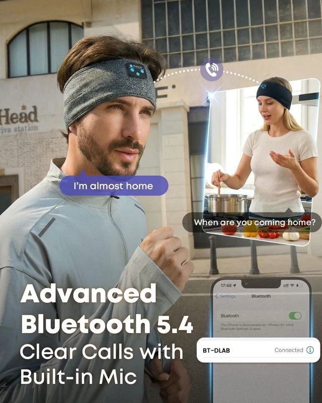 Alt view image 5 of 5 - Fulext Sleep Headphones Bluetooth 5.4 Headband, Sleeping Headphones with Built-in HD Stereo Speaker for Side Sleepers, Wireless Sports Headband Earphones for Running, Yoga, Meditation