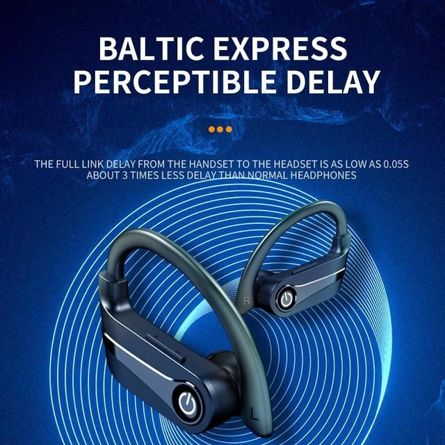 Alt view image 5 of 5 - Bluetooth Headphones Wireless Earbuds 20Hrs Playback In Ear Buds Power Display with ENC Noise Canceling Mic, Last Long,Over-Ear Stereo Bass Earphones with Earhooks for Sports/Workout/RunningBla