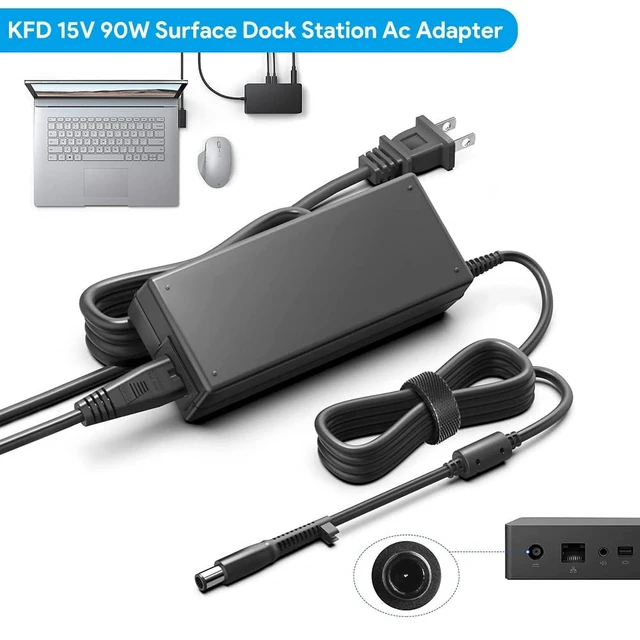 Alt view image 4 of 5 - KFD 90W 15V 6A AC Adapter Replacement for Micorsoft Surface Pro 4 5 6 7 8 Book Laptop Dock Station Charger Adapter Power Supply Model 1661 1749 Power Transformer PSU
