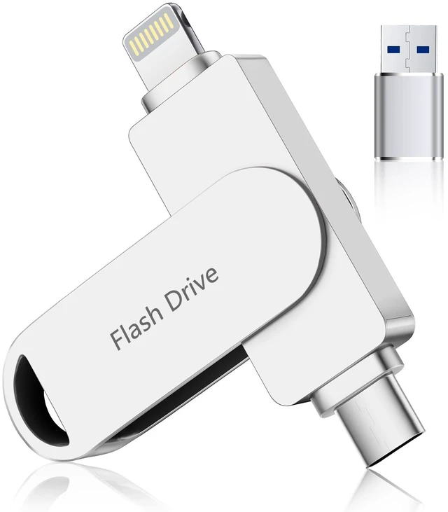 Main image of (No APP Required) Apple MFi Certified Phone Photo Stick, USB Flash Drive 512GB for iPhone Memory Stick, 3-in-1 iPhone Photo Transfer Stick, High-Speed USB Thumb Drive for iPhone/iPad/Android/PC Silver
