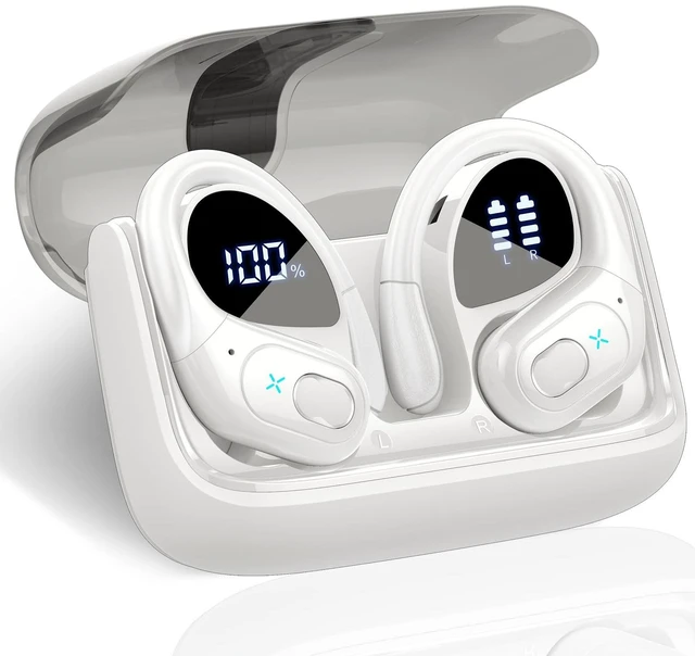 Main image of Aptkdoe Wireless Earbuds Sport,Bluetooth Earbuds Stereo Deep Bass Over Ear Bud for Gym/Workout, Linen White