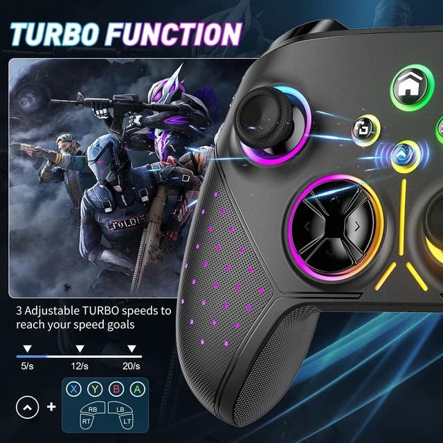 Alt view image 3 of 5 - Nonbliep LED Wireless for Xbox Controller, Compatible with Xbox Series X^^S, Xbox One, Windows 10/11, Gaming Controller with Turbo, Macro, 3.5mm Audio Jack, Dual Vibration White