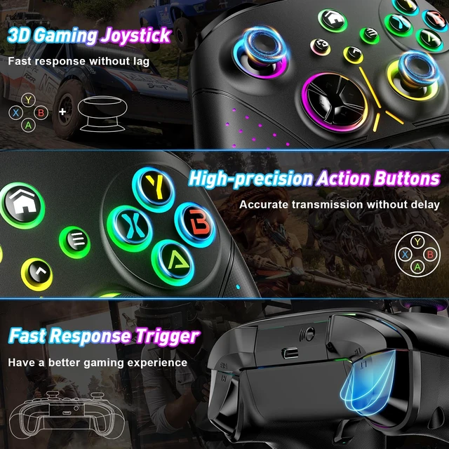 Alt view image 4 of 5 - Nonbliep LED Wireless for Xbox Controller, Compatible with Xbox Series X^^S, Xbox One, Windows 10/11, Gaming Controller with Turbo, Macro, 3.5mm Audio Jack, Dual Vibration White