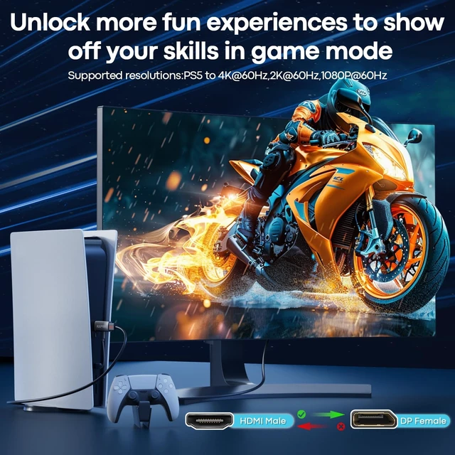 Alt view image 4 of 5 - 5Pack HDMI to DisplayPort Adapter (4K@60Hz, 2K/1080P@120Hz ) Unidirectional