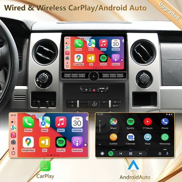 Alt view image 3 of 5 - Android 13 Car Radio Stereo for Ford F150 F-150 2009 2010 2011 2012 with Wireless Carplay & Android Auto, 10inch QLED Touch Screen Head Unit, GPS, Bluetooth, 5G WiFi, SWC, AM, FM, HD Back-up Ca
