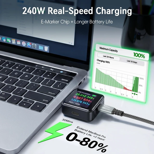 Alt view image 4 of 5 - ZeroneTeck USB4 Cable with Zinc Alloy, 8K@144Hz HDR, 40Gbps, 240W - 5FT