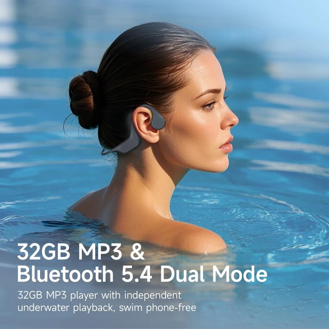 Alt view image 3 of 5 - LOBKIN Bone Conduction Headphones for Swimming IP68 Waterproof 32G MP3 Mode