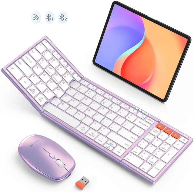 Main image of MEETION Foldable Bluetooth Keyboard and Mouse, Portable Combo Purple