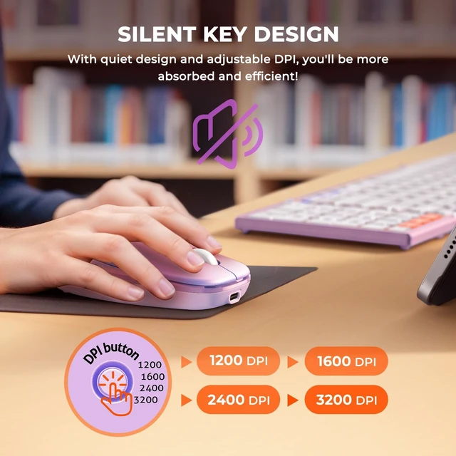 Alt view image 4 of 5 - MEETION Foldable Bluetooth Keyboard and Mouse, Portable Combo Purple