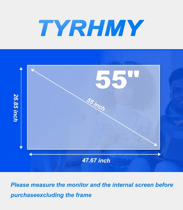 Alt view image 5 of 5 - TYRHMY Anti-Blue Light TV Film, 55 inch Anti-Glare Screen Protector, Filter Blocking Blue Light from 400 to 450Nm,Anti Glare TV Film