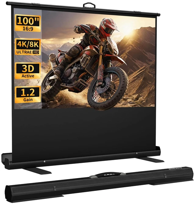 Main image of WASJOYE 100'' Manual Pull Up Floor Rising Projector Screen, 16:9 4K HD