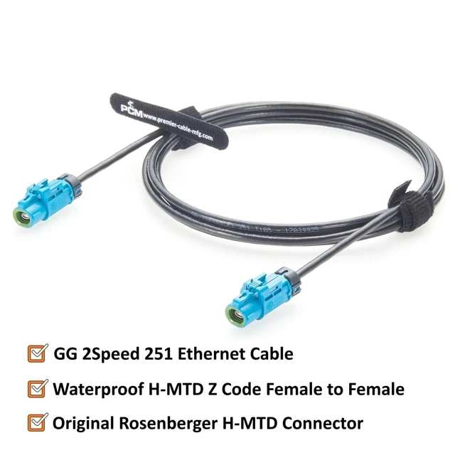 Alt view image 2 of 5 - IP67 Waterproof H-MTD Female to Female Automotive Ethernet Cable Rosenberger E6K14A-1CAZ5-Z 10Gbps 100/1000BASE-T1 Vehicle Network Cable for ADAS Camera, Robotaxi, ECU, Radar, Telematics (2M/6.6FT)