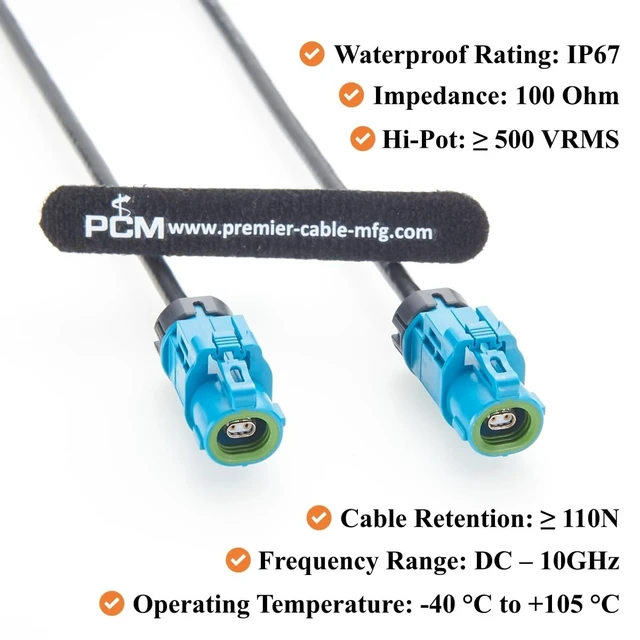 Alt view image 4 of 5 - IP67 Waterproof H-MTD Female to Female Automotive Ethernet Cable Rosenberger E6K14A-1CAZ5-Z 10Gbps 100/1000BASE-T1 Vehicle Network Cable for ADAS Camera, Robotaxi, ECU, Radar, Telematics (2M/6.6FT)