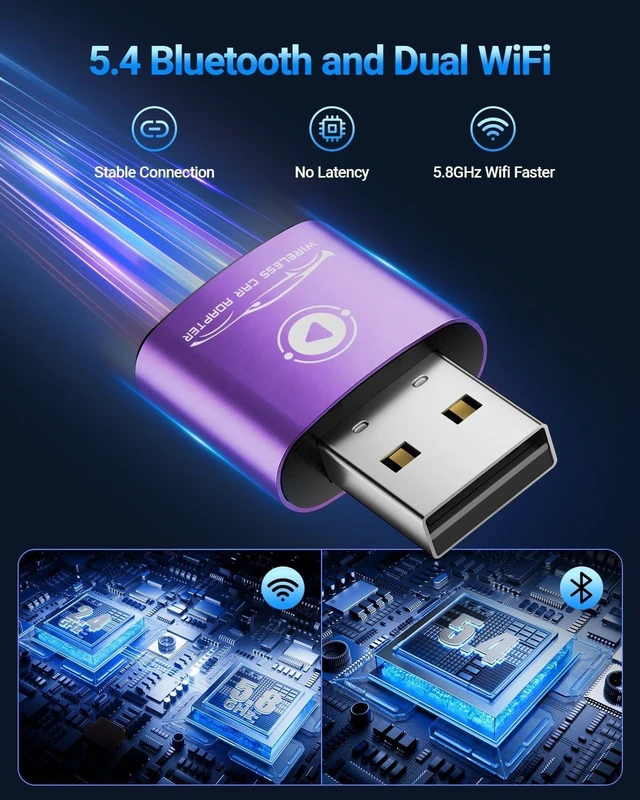 Alt view image 3 of 5 - vnilrgle Wireless CarPlay Adapter for Apple iPhone 2026 Upgraded(Purple)