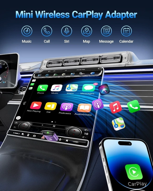 Alt view image 2 of 5 - vnilrgle Wireless CarPlay Adapter for Apple iPhone 2026 Upgraded(Purple)