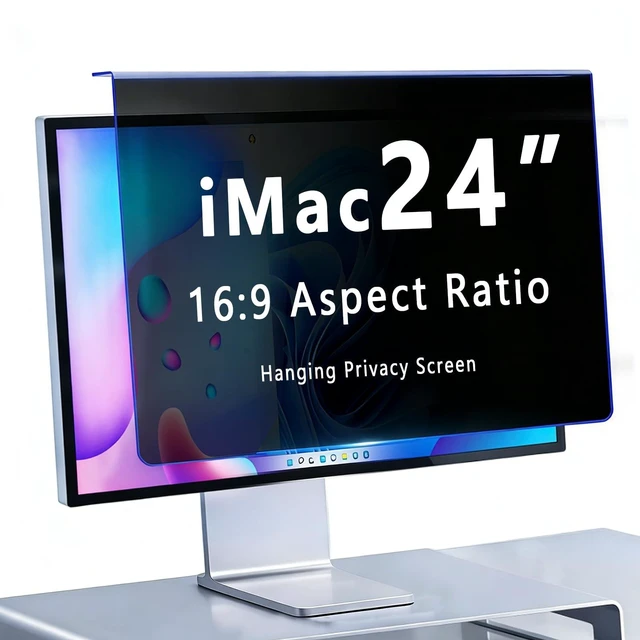 Main image of Vizbloc Hanging Privacy Screen Filter for iMac 24" 16:9 Widescreen Computer Monitor, Anti-Peep & Blue Light Blocking, 30 Privacy Shield, Eye Protection for Office & Data Security (iMac 24" 16:09(54737