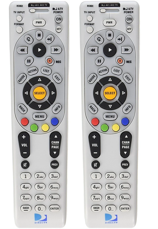 Main image of DirecTV RC66X 2 Pack - Replaces RC65, RC65X, RC66 - Works with HR20, H20, HR21, H21, HR22, H23, HR23, H24, HR24, R15, R16, R22,D11, D12