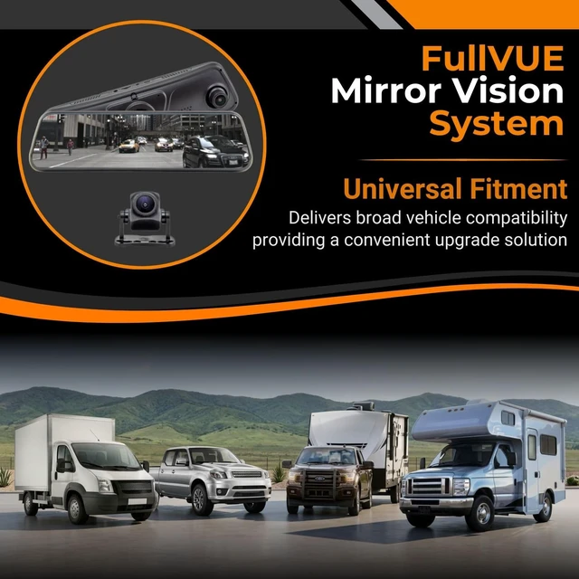 Alt view image 2 of 5 - Brandmotion FVMR-1100 FullVUE Universal Rear Camera Mirror System