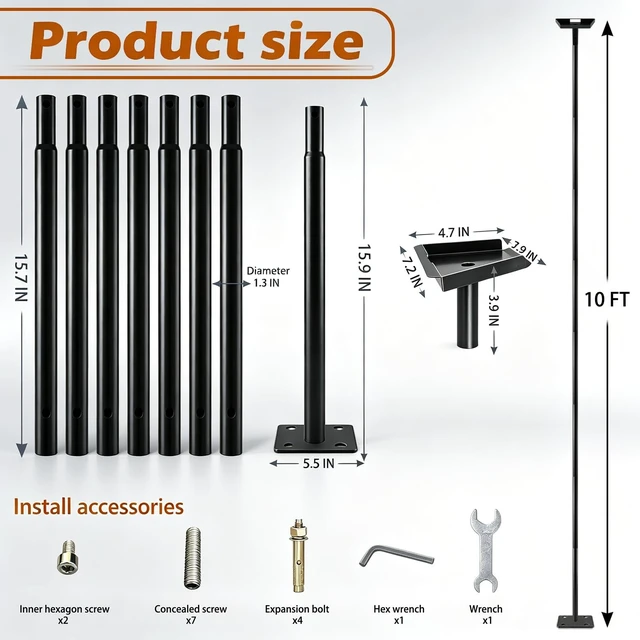 Alt view image 3 of 5 - LAJIAOZ 10FT Starlink Pole Mount with Pipe Adapter, Ground Mount Kit