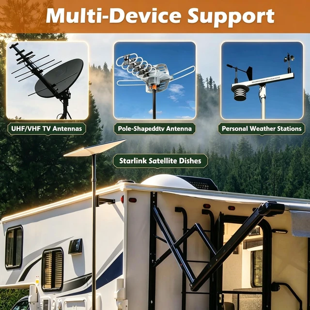 Alt view image 5 of 5 - LAJIAOZ 10FT Starlink Pole Mount with Pipe Adapter, Ground Mount Kit