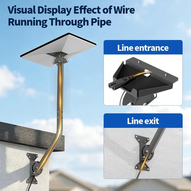 Alt view image 4 of 5 - Starlink Mini Wall Mount, Adjustable Bracket with Extension Tube, Rustproof & Weatherproof for Concrete & Wood Walls, Easy Installation